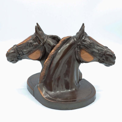 Thoroughbred Horse Head Vintage Bookends - PMC ca 1970 Bronze