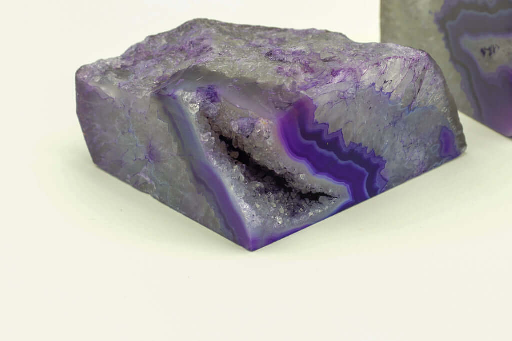 Geode Agate Bookends - Purple - 5 lb - Natural Stone BKE Pair