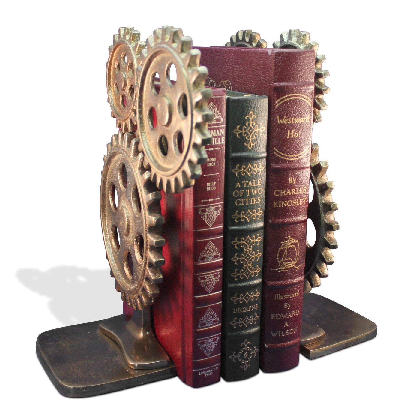 Premium Steampunk Bicycle Sprocket Bookends - Metal Cogs Gears - Pair in partnership with Rustic Deco Incorporated