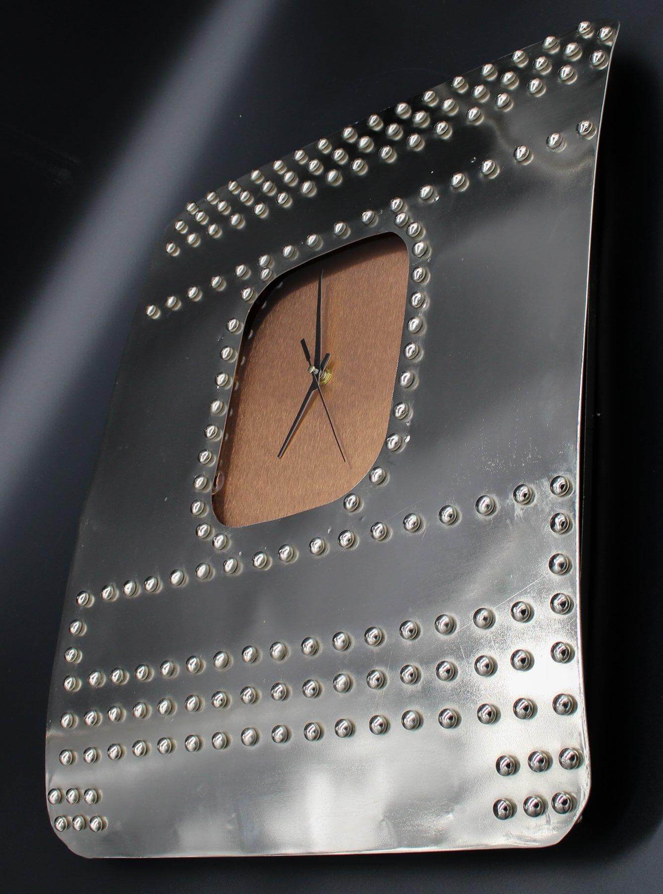 Vintage Aviation Aluminum Fuselage Wall Clock - Museum Face - Copper Dial Clock Rustic Deco
