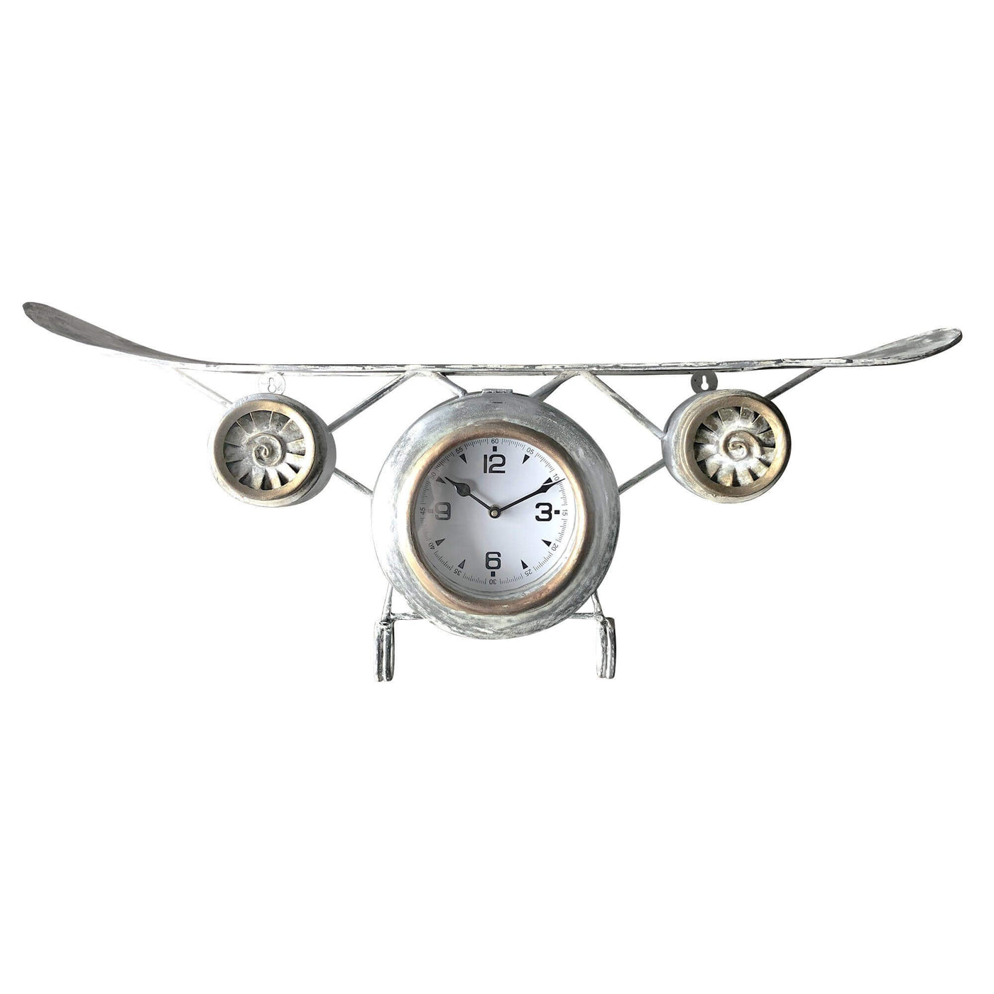 Handcrafted Airplane Wall Clock - Distressed Gray - 31" Wingspan in partnership with Rustic Deco Incorporated