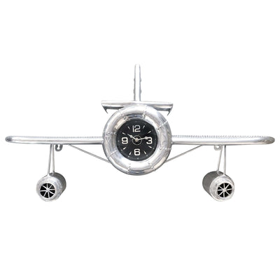 Airplane Wall Clock - Polished Aviation Aluminum - 36" Wingspan-Rustic Deco Incorporated
