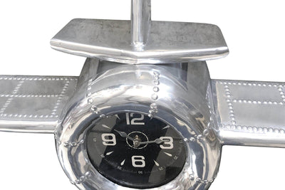 Airplane Wall Clock - Polished Aviation Aluminum - 36" Wingspan-Rustic Deco Incorporated