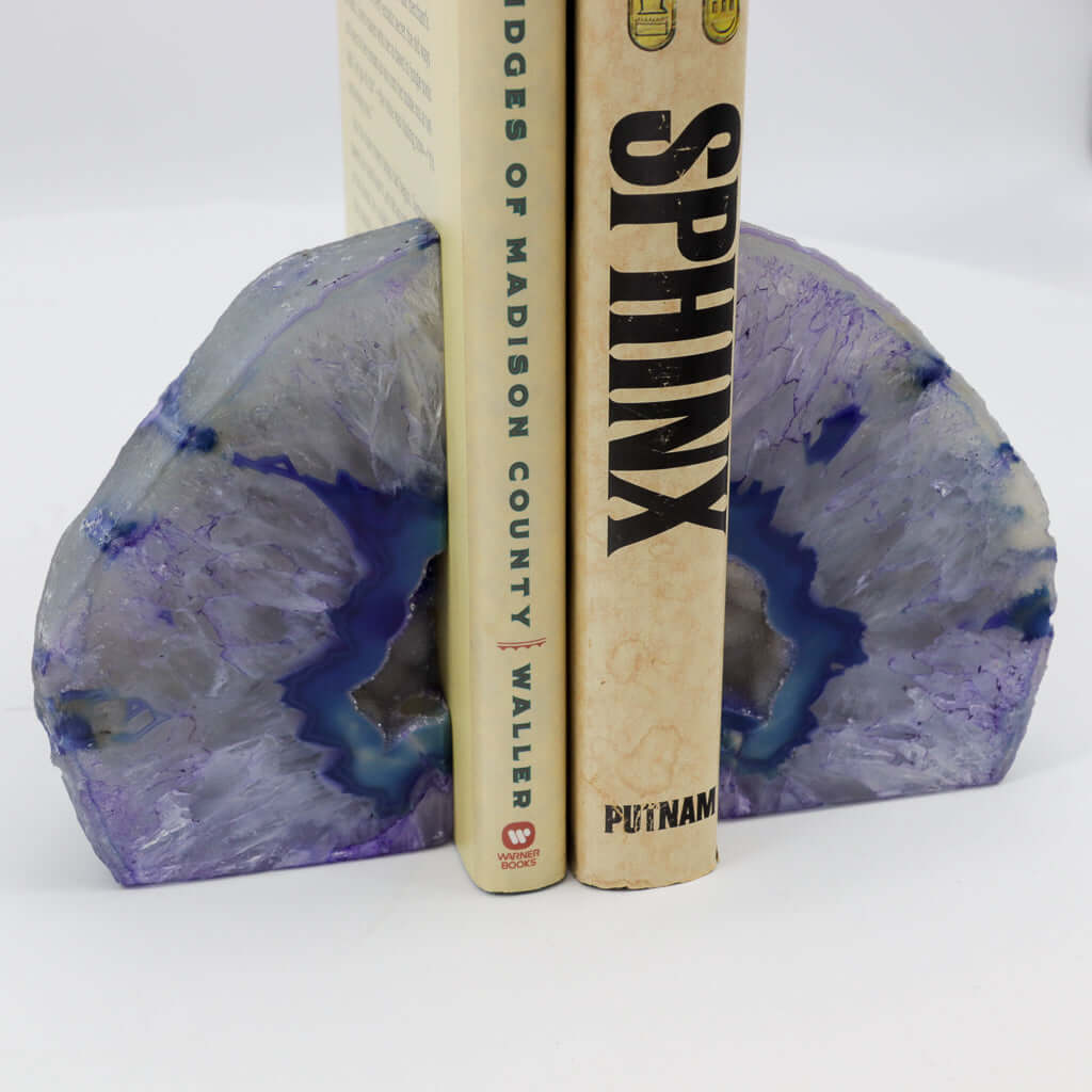 Geode Agate Bookends - Blue Purple - 5 lb - Natural Stone BKE Pair