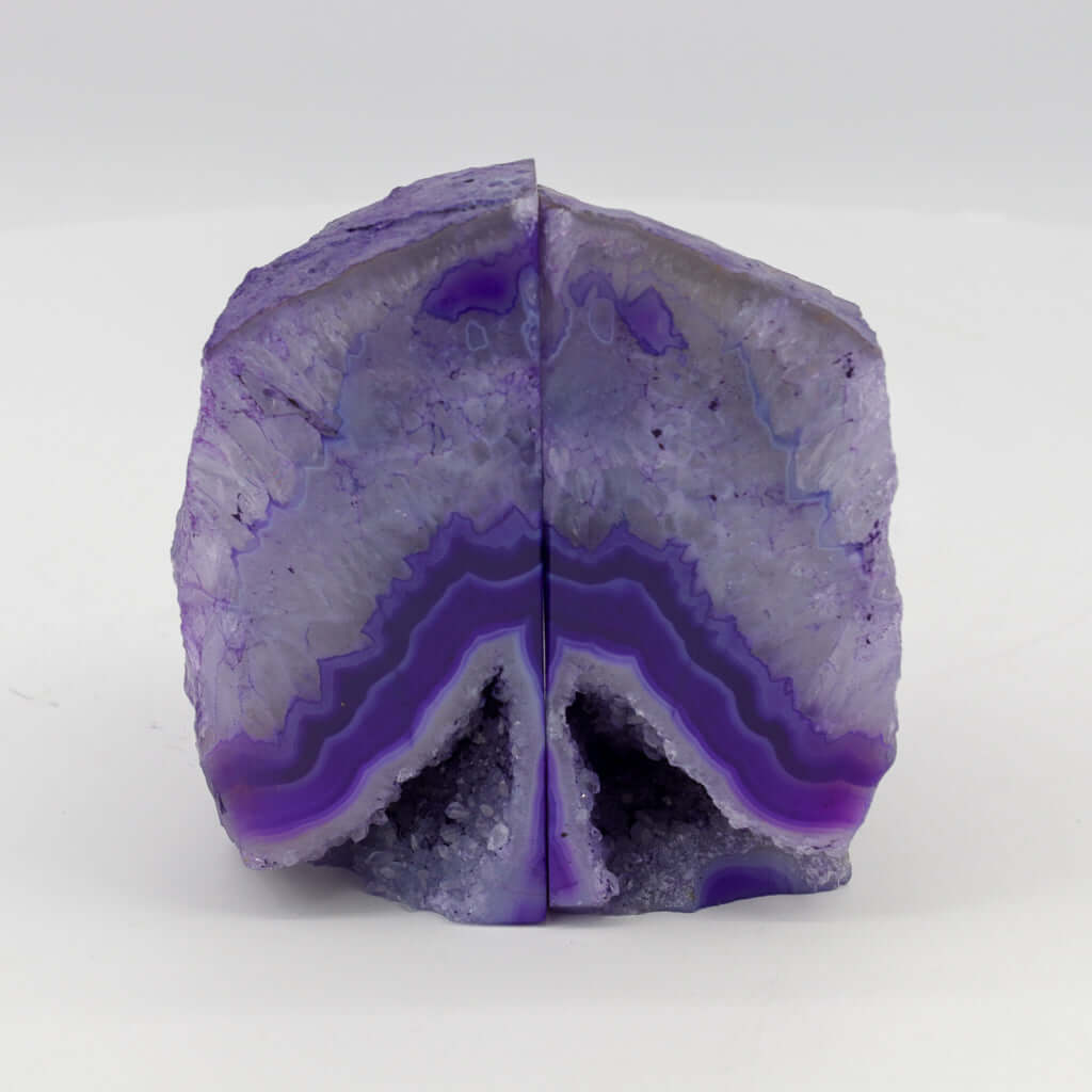 Geode Agate Bookends - Purple - 5 lb - Natural Stone BKE Pair