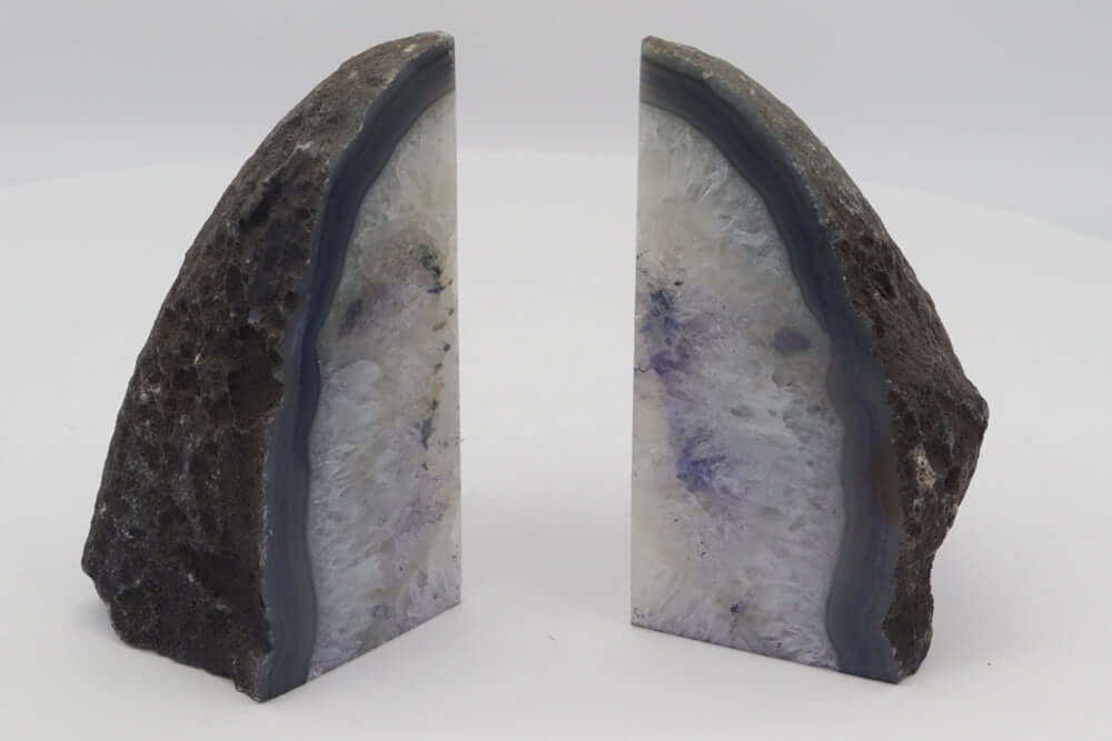 Geode Agate Bookends - Purple - 4.5 lb - Natural Stone BKE Pair