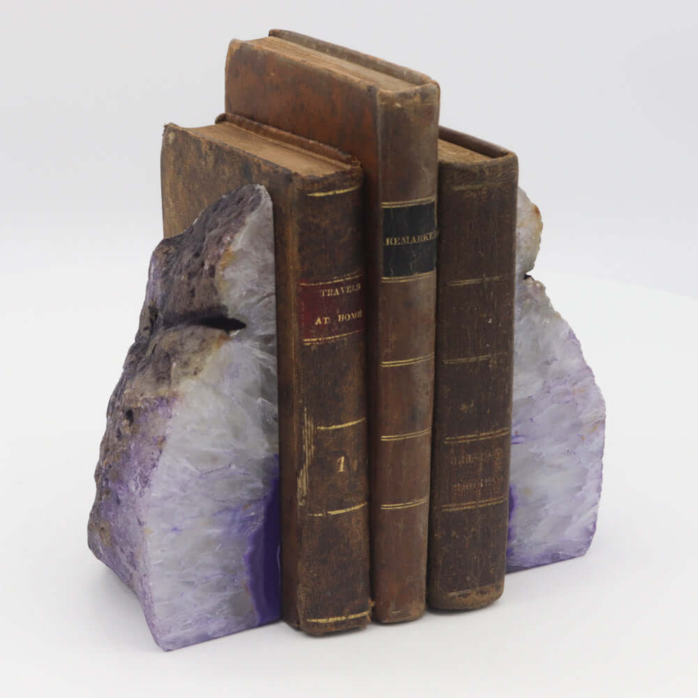 Geode Agate Bookends - Purple - 4 lbs - Natural Polished Crystal BKE Pair