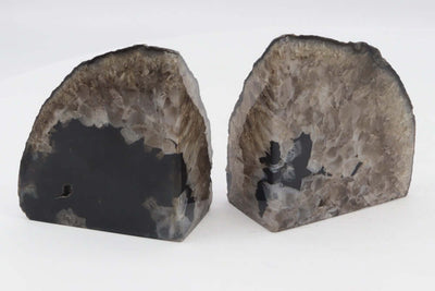 Geode Agate Bookends - Black - 2.75 lb - Natural Stone BKE Pair