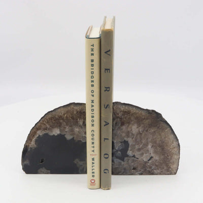 Geode Agate Bookends - Black - 2.75 lb - Natural Stone BKE Pair