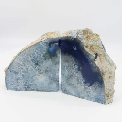 Large Geode Agate Bookends - Blue - 10 lb - Natural Stone Crystal BKE Pair
