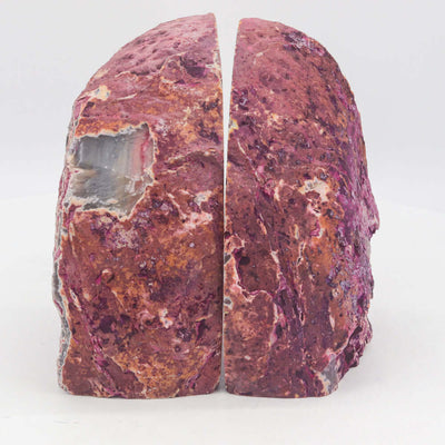 Geode Agate Bookends - Pink - 12 lb - Natural Stone Crystal BKE Pair