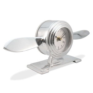 Abstract Airplane Propeller Desk Clock - Polished Aluminum Plane in partnership with Rustic Deco Incorporated