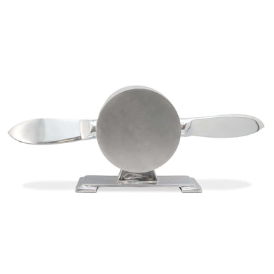 Abstract Airplane Propeller Desk Clock - Polished Aluminum Plane in partnership with Rustic Deco Incorporated
