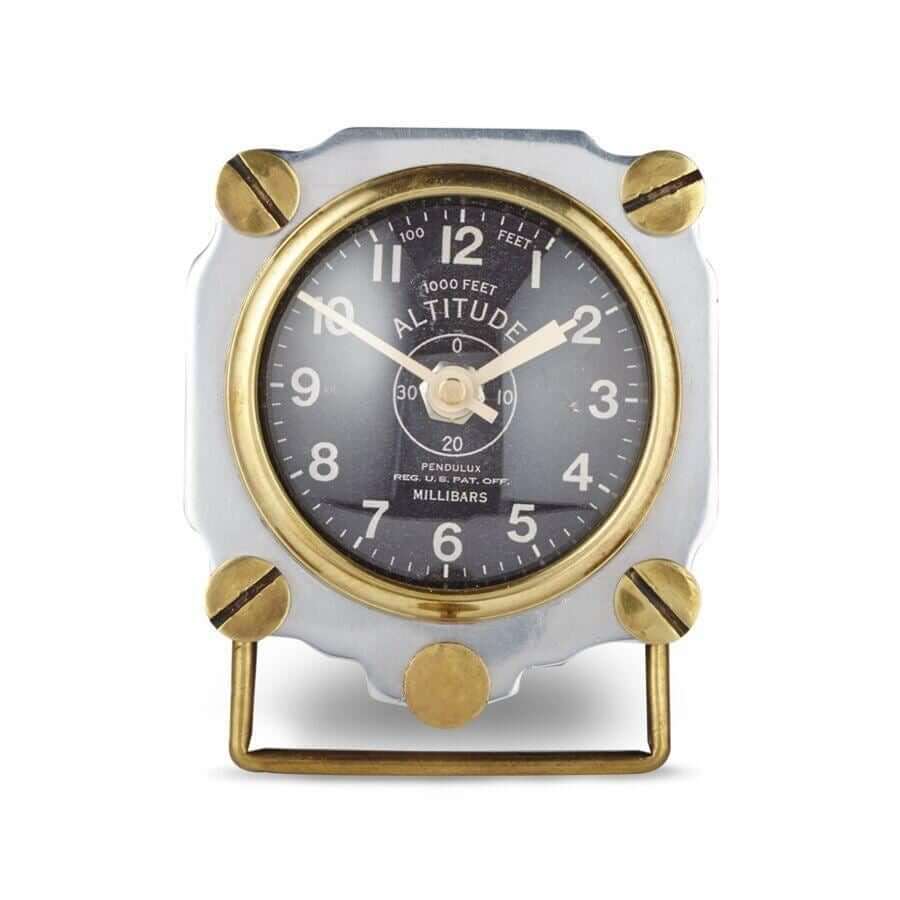 Altimeter Table Clock Aluminum - Aviator WWII Aircraft in partnership with Rustic Deco Incorporated