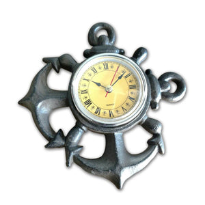 Nautical Anchor Metal Wall Clock - Cast Iron - Roman Numeral Dial in partnership with Rustic Deco Incorporated
