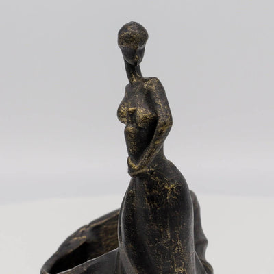 Art Deco Classy Lady Figurine Wine Bottle Holder - Cast Iron Metal in partnership with Rustic Deco Incorporated