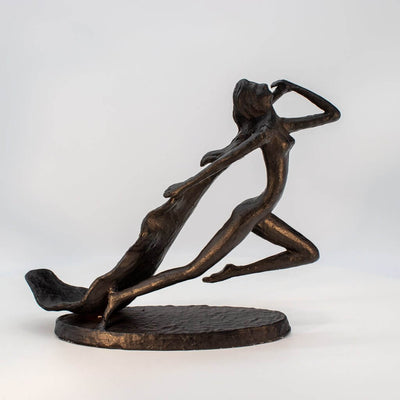 Art Deco Wine Holder Figurine - Cast Iron Metal Nude Lady in partnership with Rustic Deco Incorporated