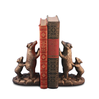 Bear Family with Cubs Bookends Figurine - Metal - Cast Iron - Pair in partnership with Rustic Deco Incorporated