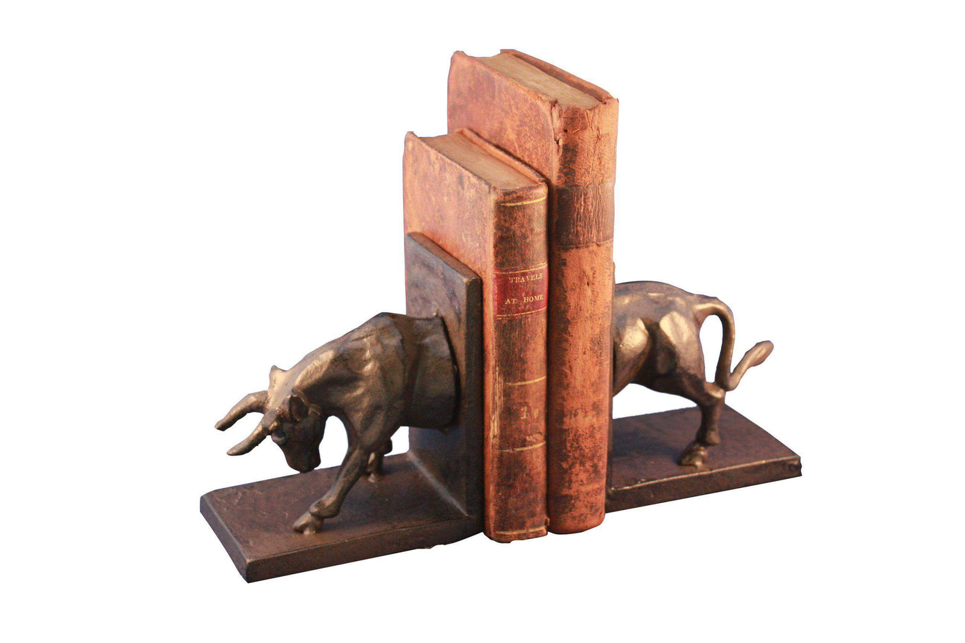 Cast Iron Charging Bull Bookends - Metal - Pair - Rustic Deco Incorporated