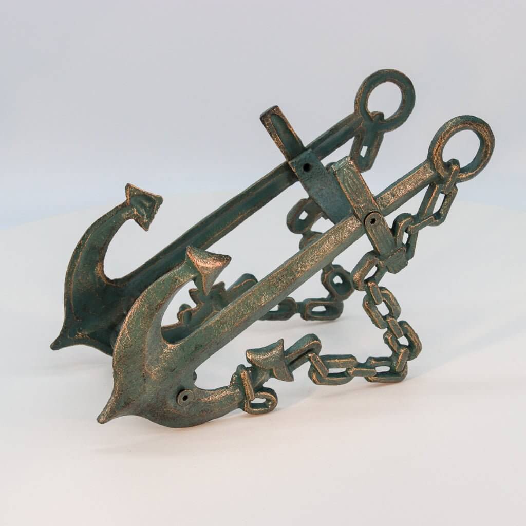 Double Anchor Ship Chains Nautical Bottle Holder - Metal - Cast Iron in partnership with Rustic Deco Incorporated