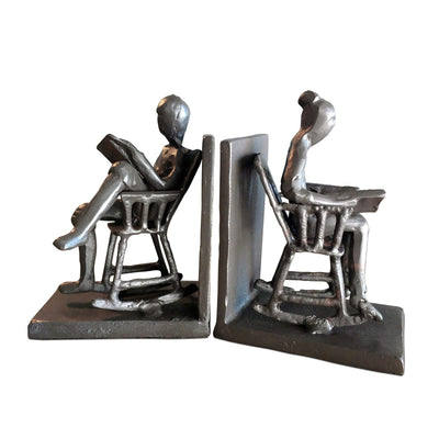 Rocking Chair Metal Bookends - Couple Reading - Abstract Figurine in partnership with Rustic Deco Incorporated
