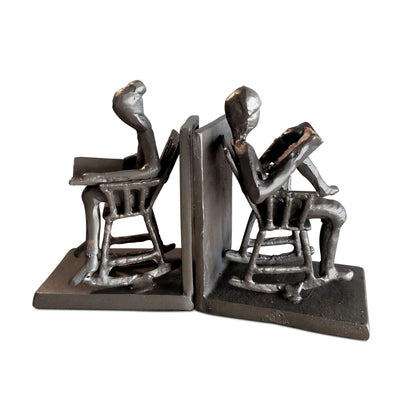 Rocking Chair Metal Bookends - Couple Reading - Abstract Figurine in partnership with Rustic Deco Incorporated