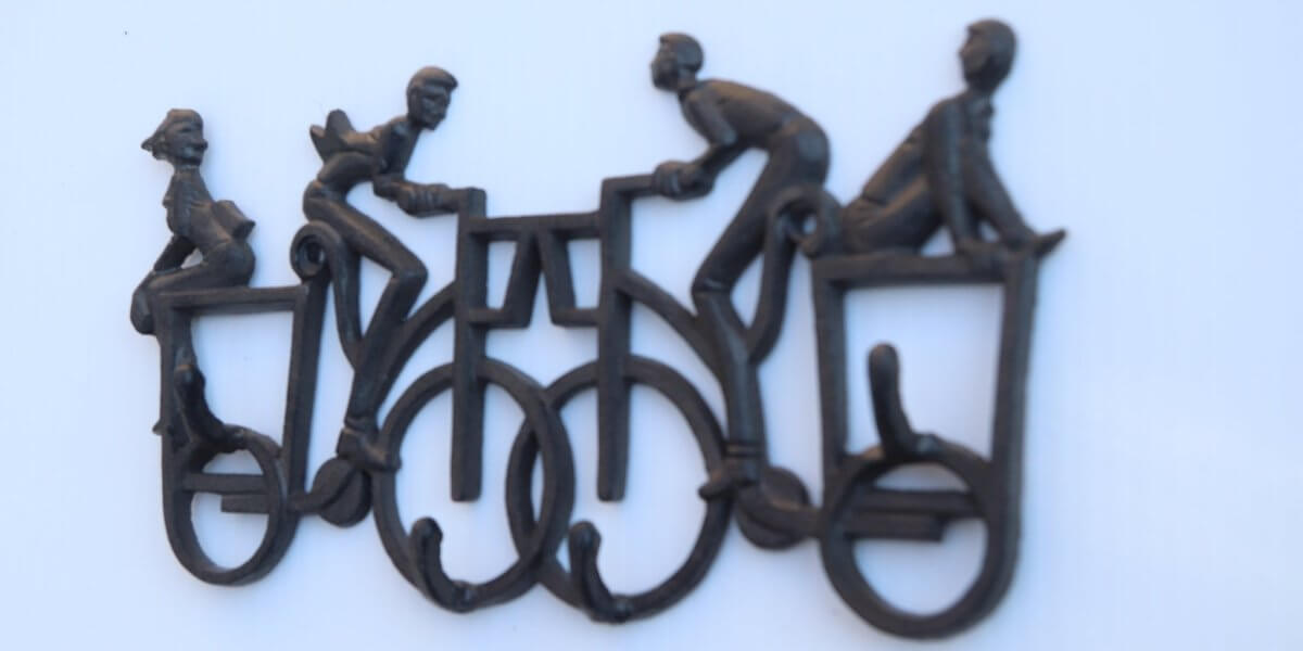 High Wheel Bicycle Wall Hanger Hooks - Metal - Cast Iron Key Rack in partnership with Rustic Deco Incorporated