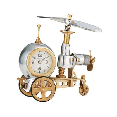 Igor Table Clock - Vintage Helicopter Aircraft - Cast Iron - Brass in partnership with Rustic Deco Incorporated