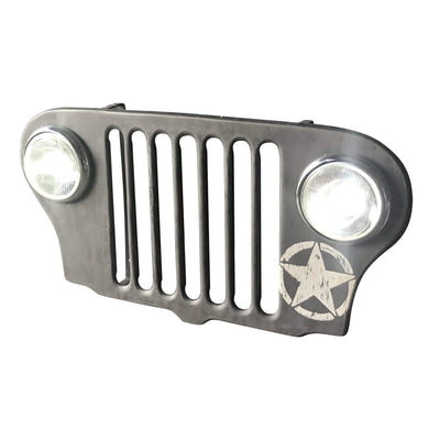 Jeep Grille Lighted Wall Art Willys Army Headlights - WWII Silver in partnership with Rustic Deco Incorporated