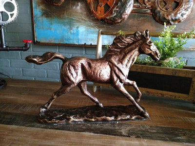 Large Galloping Horse Figurine - Metal Stallion Statue - Bronze Finish in partnership with Rustic Deco Incorporated