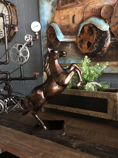 Rearing Horse Statue - Large Metal Stallion Figurine - Bronze Finish in partnership with Rustic Deco Incorporated