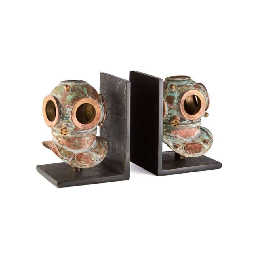 Nautical Industrial Diver Helmet Bookends in partnership with Rustic Deco Incorporated