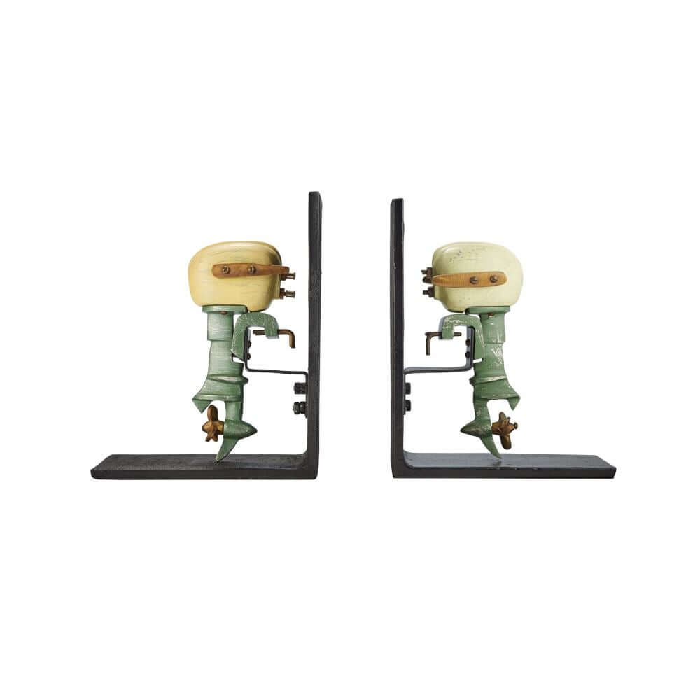 Outboard Motor Bookends - Metal Boat Engine in partnership with Rustic Deco Incorporated