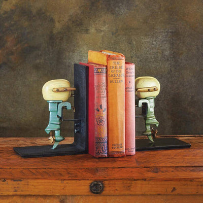 Outboard Motor Bookends - Metal Boat Engine in partnership with Rustic Deco Incorporated