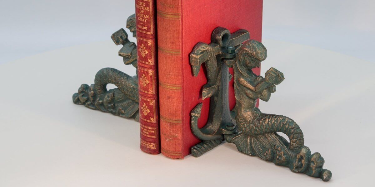 Reading Mermaids Figurine Bookends - Metal - Cast Iron - Pair in partnership with Rustic Deco Incorporated