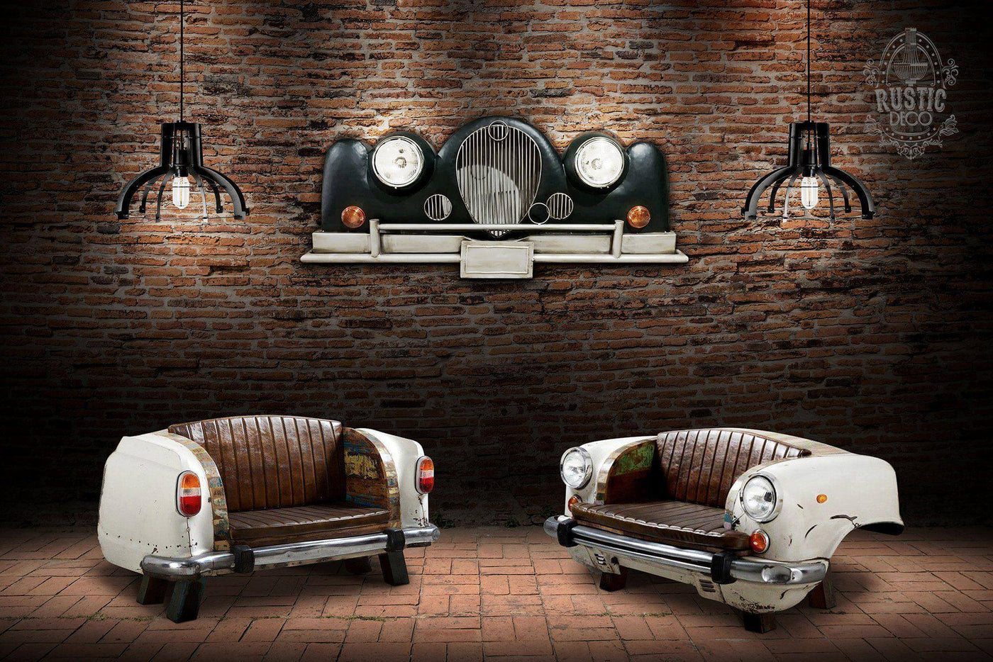 Classic Car 3D Metal Wall Art - Working Headlights - RR Retro - 65" x 27" in partnership with Rustic Deco Incorporated