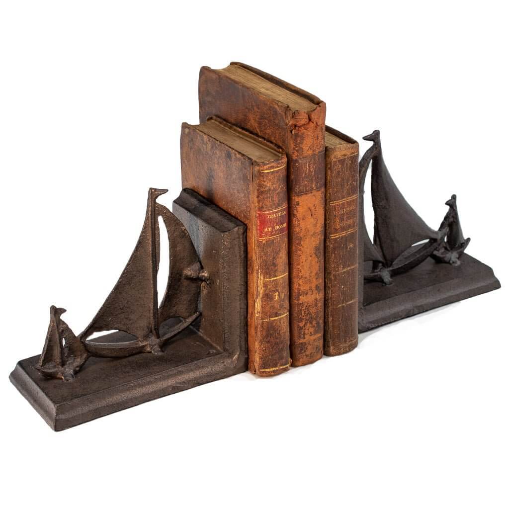 Sailboat Tows Dinghy Nautical Bookends Figurine - Metal - Cast Iron - in partnership with Rustic Deco Incorporated