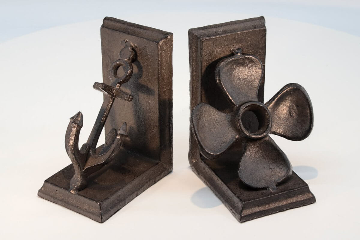 Ship Boat Anchor Propeller Bookends - Metal - Cast Iron - Pair in partnership with Rustic Deco Incorporated