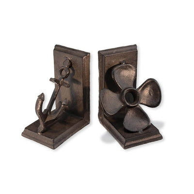 Ship Boat Anchor Propeller Bookends - Metal - Cast Iron - Pair in partnership with Rustic Deco Incorporated