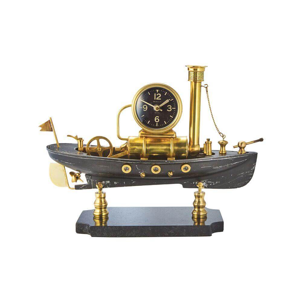Steamboat Table Clock - Nautical Steampunk Desk Clock - Solid Brass - in partnership with Rustic Deco Incorporated