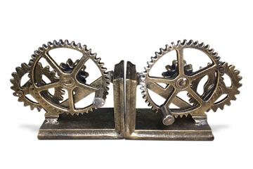 Steampunk Gears Sprocket Bookends - Metal Cogs Cast Iron - Pair in partnership with Rustic Deco Incorporated