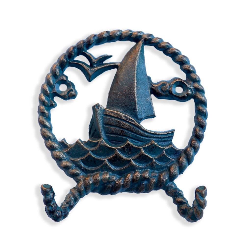 Viking Sailboat Wall Hanger Hooks - Cast Iron Metal Ship - Good Omens in partnership with Rustic Deco Incorporated