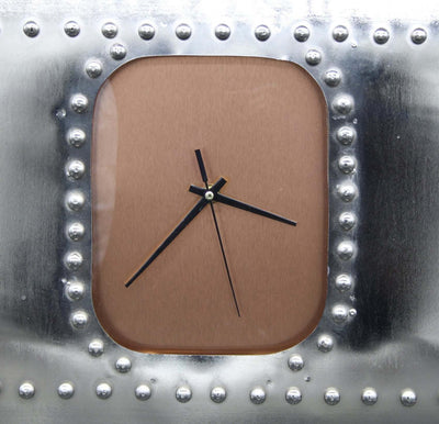 Vintage Aviation Aluminum Fuselage Wall Clock - Museum Face - Copper Dial Clock Rustic Deco