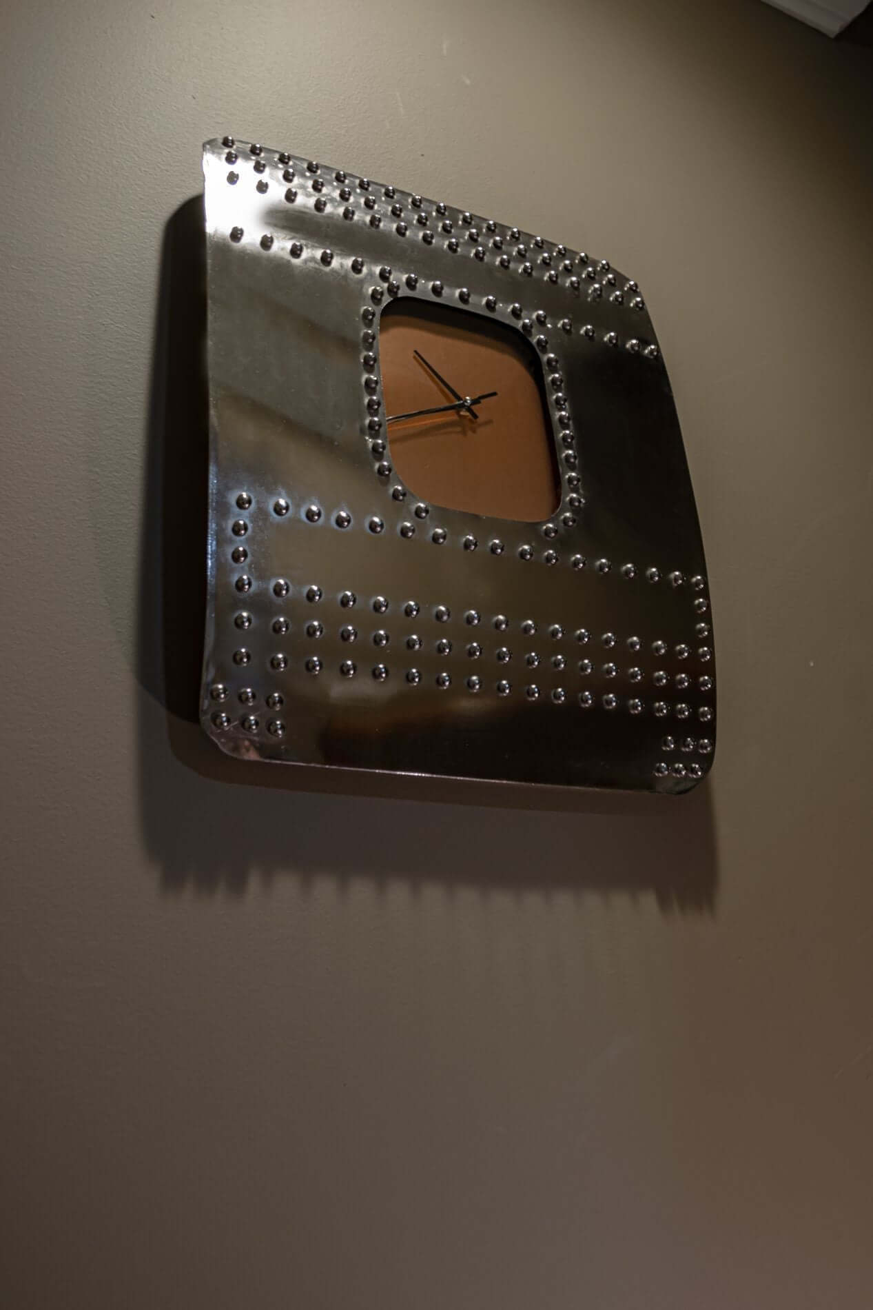 Vintage Aviation Fuselage Wall Clock - Museum Face - Copper Dial Clock Rustic Deco