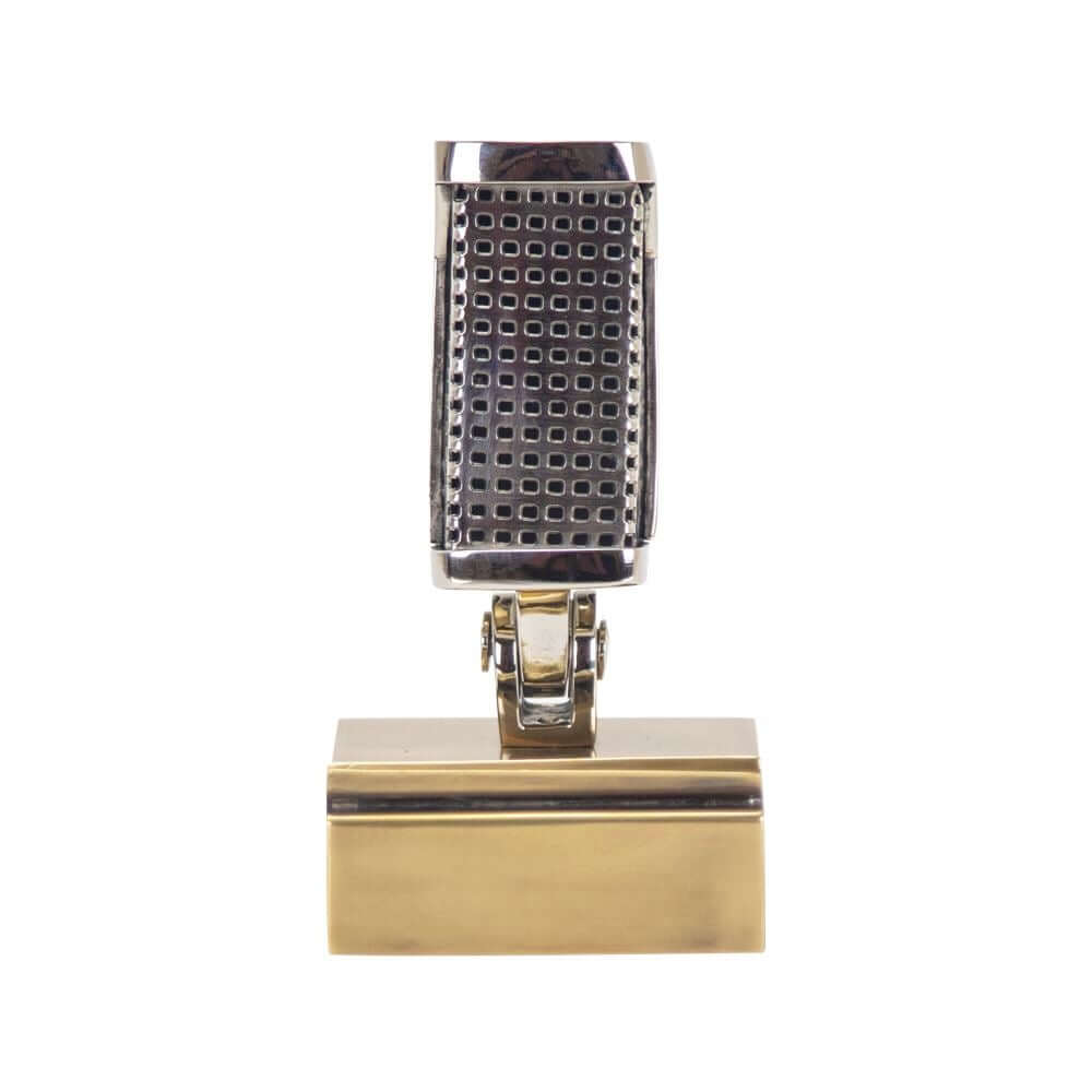 Vintage 1950s Microphone Phone Stand - Polished Aluminum - Brass in partnership with Rustic Deco Incorporated