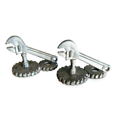 Crescent Wrench Sprocket Bookends - Cast Iron - Gears Cogs Tool in partnership with Rustic Deco Incorporated